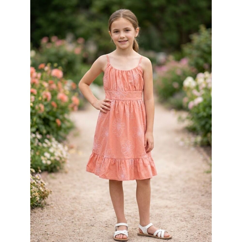 Btween Girls Orange Spaghetti Strap Tiered Sundress Size 10